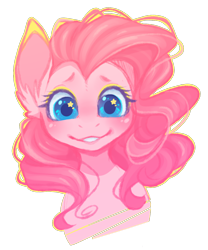 Size: 1000x1200 | Tagged: safe, artist:noctylumi, pinkie pie, earth pony, pony, g4, bust, colored ears, colored pupils, cute, diapinkes, ear fluff, looking at you, portrait, simple background, smiling, solo, starry eyes, transparent background, wingding eyes