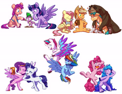 Size: 6883x5290 | Tagged: safe, artist:chub-wub, applejack, fluttershy, hitch trailblazer, izzy moonbow, pinkie pie, pipp petals, rainbow dash, rarity, spike, sunny starscout, twilight sparkle, zipp storm, alicorn, bear, cat, dragon, earth pony, pegasus, pony, rabbit, unicorn, g5, my little pony: a new generation, spoiler:my little pony: a new generation, ;p, absurd resolution, animal, applejack's hat, bipedal, cowboy hat, critter magnet, cute, female, g4 to g5, hat, male, mane five (g5), mane seven, mane six, mare, one eye closed, selfie, simple background, stallion, tongue out, twilight sparkle (alicorn), white background