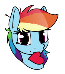 Size: 2700x3100 | Tagged: safe, artist:dacaoo, rainbow dash, pegasus, pony, g4, bust, head only, heart, high res, looking at you, mouth hold, portrait, simple background, solo, transparent background