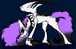 Size: 2513x1637 | Tagged: safe, artist:beamybutt, oc, oc only, hengstwolf, pegasus, pony, werewolf, blue background, collar, colored wings, commission, ear fluff, eyelashes, pegasus oc, simple background, solo, spiked collar, two toned wings, wings, ych result