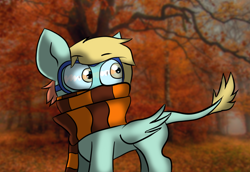 Size: 1100x758 | Tagged: safe, artist:tranzmuteproductions, oc, oc only, pegasus, pony, goggles, looking back, male, outdoors, pegasus oc, solo, stallion, tree, wings