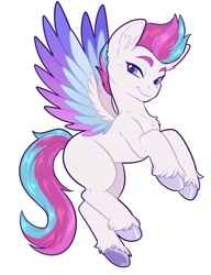 Size: 892x1159 | Tagged: safe, artist:fizzy-dog, zipp storm, pegasus, pony, g5, my little pony: a new generation, spoiler:my little pony: a new generation, adorazipp, cute, female, simple background, smiling, solo, white background, wings