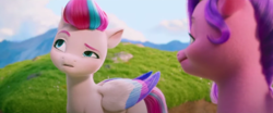 Size: 1920x802 | Tagged: safe, screencap, pipp petals, zipp storm, g5, my little pony: a new generation, spoiler:my little pony: a new generation, 3d, female, royal sisters (g5), siblings, sisters