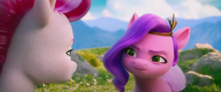 Size: 1920x802 | Tagged: safe, screencap, pipp petals, zipp storm, g5, my little pony: a new generation, spoiler:my little pony: a new generation, 3d, female, pipp petals is not amused, royal sisters (g5), siblings, sisters