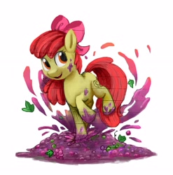 Size: 2791x2822 | Tagged: safe, artist:nebula210, apple bloom, earth pony, pony, g4, colored, female, filly, food, grapes, high res, simple background, solo, white background