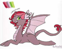 Size: 439x352 | Tagged: safe, artist:iridescence99, oc, oc only, oc:imperial topaz, dracony, hybrid, pony, female, interspecies offspring, lying down, offspring, parent:rarity, parent:spike, parents:sparity, profile, prone, simple background, solo, sploot, white background