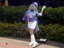 Size: 2572x1929 | Tagged: safe, artist:mieucosplay, trixie, human, bronycon, bronycon 2014, g4, boots, clothes, cosplay, costume, gloves, high heel boots, irl, irl human, photo, shoes