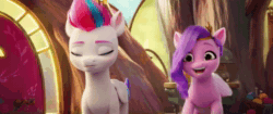 Size: 1920x804 | Tagged: safe, screencap, pipp petals, zipp storm, pegasus, pony, g5, my little pony: a new generation, spoiler:my little pony: a new generation, 3d, animated, excited, female, happy, makeover, mare, nervous, nervous laugh, royal sisters (g5), siblings, sisters, sound, talking, varying degrees of want, webm, wings, worried