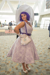Size: 3473x5203 | Tagged: safe, artist:mieucosplay, rarity, human, bronycon, bronycon 2015, g4, clothes, cosplay, costume, gloves, hand on hip, irl, irl human, jewelry, long gloves, necklace, photo, purse