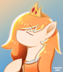 Size: 1080x1226 | Tagged: safe, artist:canicula, oc, oc only, oc:auroraedith, pony, bust, crown, eyes closed, jewelry, profile, regalia, solo
