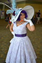 Size: 1536x2304 | Tagged: safe, artist:mieucosplay, rarity, human, bronycon, bronycon 2015, g4, clothes, cosplay, costume, gloves, irl, irl human, jewelry, long gloves, necklace, photo