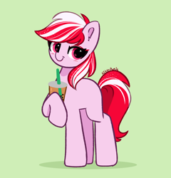 Size: 3952x4120 | Tagged: safe, artist:kittyrosie, sugar moonlight, earth pony, pony, g5, my little pony: a new generation, spoiler:my little pony: a new generation, bubble tea, cute, green background, kittyrosie is trying to murder us, looking at you, simple background, solo