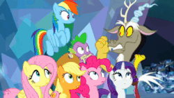 Size: 1920x1080 | Tagged: safe, edit, edited screencap, editor:zcord, screencap, applejack, cozy glow, discord, fluttershy, lord tirek, pinkie pie, princess celestia, princess luna, queen chrysalis, rainbow dash, rarity, spike, starlight glimmer, alicorn, centaur, changeling, changeling queen, draconequus, dragon, earth pony, pony, taur, g4, season 9, the ending of the end, animated, chains, crystal, female, fight, letupita725hd, male, running, sound, talking, text, throwing, ultimate chrysalis, voice acting, webm, youtube link, zoom