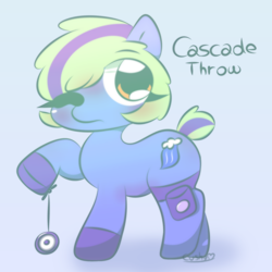 Size: 1500x1500 | Tagged: safe, artist:cushyhoof, oc, oc only, oc:cascade throw, earth pony, pony, clothes, cute, female, gloves, looking at you, mare, pony oc, short tail, solo, tail, yo-yo