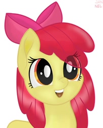 Size: 1000x1229 | Tagged: safe, artist:janelearts, apple bloom, earth pony, pony, g4, female, filly, simple background, solo, white background