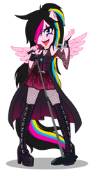 Size: 1024x1901 | Tagged: safe, artist:zoe-975, oc, oc only, oc:zoe star pink, equestria girls, g4, my little pony equestria girls: rainbow rocks, boots, clothes, dress, microphone, shoes, simple background, solo, tongue out, transparent background, wings