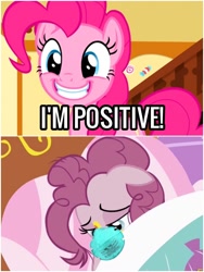 Size: 1500x1999 | Tagged: safe, edit, edited screencap, screencap, pinkie pie, g4, coronavirus, mask, positive, pun, we are going to hell