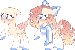 Size: 3980x2645 | Tagged: safe, artist:kurosawakuro, oc, oc only, pegasus, pony, bald, base used, bow, clothes, colored wings, female, hair bow, high res, mare, scarf, simple background, solo, transparent background, two toned wings, wings