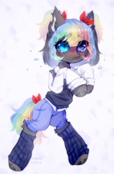 Size: 1088x1646 | Tagged: safe, artist:astralblues, oc, oc only, earth pony, pony, clothes, female, leg warmers, mare, pants, shirt, solo, sweater, vest