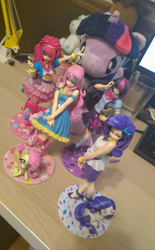 Size: 746x1200 | Tagged: safe, artist:sepiakeys, kotobukiya, fluttershy, pinkie pie, rarity, twilight sparkle, human, pony, g4, humanized, irl, kotobukiya fluttershy, kotobukiya pinkie pie, kotobukiya rarity, kotobukiya twilight sparkle, photo, plushie