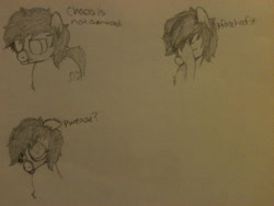 Size: 2048x1536 | Tagged: safe, artist:zombietator, oc, oc only, oc:chaos, earth pony, pony, bust, earth pony oc, expressions, facehoof, lineart, male, stallion, traditional art