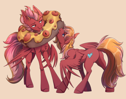 Size: 3300x2597 | Tagged: safe, artist:1an1, oc, oc only, pegasus, pony, donut, duo, food, high res, pegasus oc