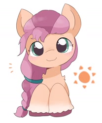 Size: 1301x1571 | Tagged: safe, artist:ginmaruxx, sunny starscout, earth pony, pony, g5, my little pony: a new generation, blushing, cute, looking at you, simple background, solo, sunnybetes