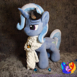 Size: 2304x2304 | Tagged: safe, artist:1stastrastudio, trixie, pony, g4, clothes, high res, irl, photo, plushie, scarf, solo