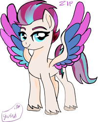 Size: 483x600 | Tagged: safe, artist:shiningneko, zipp storm, pegasus, pony, g5, my little pony: a new generation, spoiler:my little pony: a new generation, adorazipp, colored wings, cute, cyan eyes, eyebrows, feathered wings, female, mare, multicolored mane, signature, simple background, smiling, solo, spread wings, standing, tail, transparent background, unshorn fetlocks, wings