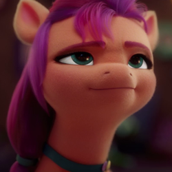 Size: 804x804 | Tagged: safe, screencap, sunny starscout, earth pony, pony, g5, my little pony: a new generation, 3d, cropped, female, mare, smiling, smug, solo, sunny smugscout