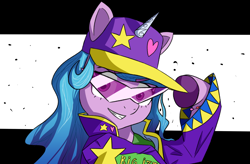 Size: 2458x1608 | Tagged: safe, artist:artiks, izzy moonbow, pony, unicorn, g5, my little pony: a new generation, spoiler:g5, baseball cap, cap, female, hat, izzy the rapper, jojo reference, rapper, solo