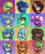 Size: 1000x1200 | Tagged: safe, artist:witchtaunter, lyra heartstrings, oc, oc:amber steel, oc:dawn, oc:gumdrop, oc:lemming, oc:sunrise flair, earth pony, pegasus, pony, unicorn, g4, animated, beanie, blinking, chest fluff, commission, cute, ear flick, ear fluff, ear piercing, earring, gradient background, hat, hnnng, jewelry, piercing, sunglasses, trippy, weapons-grade cute, ych animation, ych result