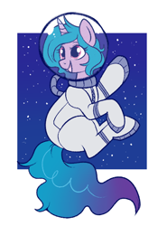 Size: 530x718 | Tagged: safe, artist:lulubell, izzy moonbow, pony, unicorn, g5, my little pony: a new generation, open mouth, open smile, out of frame, smiling, solo, spacesuit, waving