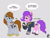 Size: 5500x4200 | Tagged: safe, artist:sorajona, pipp petals, oc, oc:littlepip, pegasus, pony, unicorn, fallout equestria, g5, my little pony: a new generation, spoiler:my little pony: a new generation, adorapipp, cardboard, cardboard wings, chest fluff, clothes, clothes swap, conversation, cosplay, costume, cute, dialogue, duo, duo female, ear fluff, eyebrows, fake wings, feathered wings, female, fluffy, folded wings, gray background, green eyes, horn, jewelry, joke, jumpsuit, lip bite, looking down, mare, meme, name pun, namesake, one eye closed, paint, pipbuck, pun, raised hoof, role reversal, simple background, smiling, speech bubble, standing, tail, tiara, unicorn oc, unshorn fetlocks, vault suit, visual pun, wall of tags, wings, wink