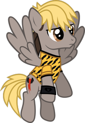 Size: 918x1329 | Tagged: safe, artist:lightningbolt, derpibooru exclusive, pegasus, pony, g4, .svg available, clothes, danger days: the true lives of the fabulous killjoys, dyed mane, dyed tail, feathered wings, flying, frown, male, mikey way, my chemical romance, ponified, shirt, show accurate, simple background, solo, spread wings, stallion, svg, t-shirt, tail, transparent background, vector, wings, wristband