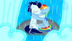 Size: 1280x720 | Tagged: safe, artist:mlplary6, rainbow dash, soarin', pony, g4, female, kissing, male, ship:soarindash, shipping, straight