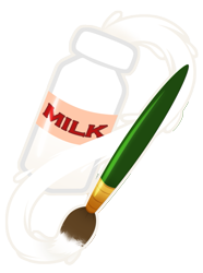 Size: 509x683 | Tagged: source needed, safe, artist:moonthelunarfox, oc, oc only, oc:creamy canvas, cutie mark, cutie mark only, milk, milk bottle, milkmare, no pony, paint, paintbrush, simple background, transparent background