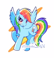 Size: 1466x1600 | Tagged: safe, artist:yukiha_321, rainbow dash, pegasus, pony, g4, chest fluff, female, lightning, looking at you, mare, simple background, solo, spread wings, white background, wings