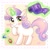 Size: 1100x1100 | Tagged: safe, artist:yukiha_321, sweetie belle, pony, unicorn, g4, beads, blank flank, blushing, cute, diasweetes, fabric, female, filly, gem, glowing, glowing horn, happy, heart, hoof on chin, horn, levitation, magic, magic aura, raised hoof, smiling, solo, sweetie belle's magic brings a great big smile, telekinesis, weapons-grade cute