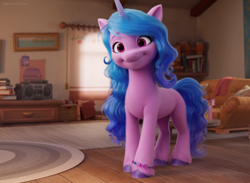 Size: 1270x930 | Tagged: safe, screencap, izzy moonbow, pony, unicorn, g5, my little pony: a new generation, spoiler:my little pony: a new generation, 3d, cute, full body, izzybetes, looking at you, smiling, solo