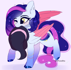 Size: 4470x4410 | Tagged: safe, artist:2pandita, oc, oc only, oc:sweety, pegasus, pony, absurd resolution, colored wings, female, hat, mare, mouth hold, solo, two toned wings, wings, witch hat