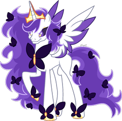 Size: 1030x1020 | Tagged: safe, artist:kurosawakuro, oc, oc only, alicorn, pony, alicorn oc, base used, crown, evil grin, female, grin, horn, jewelry, mare, nightmarified, regalia, simple background, smiling, solo, transparent background, wings
