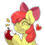 Size: 2154x2154 | Tagged: safe, artist:ljdamz1119, edit, apple bloom, earth pony, pony, g4, apple, bite mark, cheek bulge, eating, emanata, eyes closed, floating heart, food, happy, heart, herbivore, high res, simple background, smiling, solo, transparent background