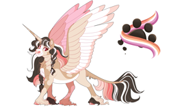 Size: 3500x2200 | Tagged: safe, artist:uunicornicc, oc, oc only, alicorn, pony, colored wings, female, high res, lesbian pride flag, mare, multicolored wings, pride, pride flag, simple background, solo, white background, wings