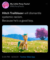 Size: 750x905 | Tagged: safe, screencap, hitch trailblazer, earth pony, pony, g5, my little pony: a new generation, spoiler:my little pony: a new generation, 3d, adventure in the comments, debate in the comments, discussion in the comments, meta, twitter
