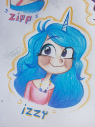 Size: 1200x1600 | Tagged: safe, artist:angietswing, izzy moonbow, human, g5, my little pony: a new generation, humanized, solo, traditional art