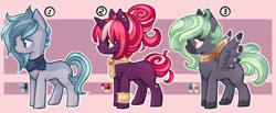 Size: 600x247 | Tagged: safe, artist:happy-go-creative, oc, earth pony, pegasus, pony, unicorn, adoptable, female, mare