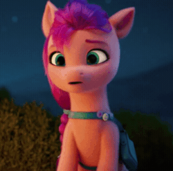 Size: 332x328 | Tagged: safe, screencap, sunny starscout, earth pony, pony, g5, my little pony: a new generation, spoiler:my little pony: a new generation, 3d, animated, cropped, cute, female, gif, happy, hopeful, mare, smiling, solo, sunnybetes