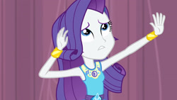 Size: 3410x1920 | Tagged: safe, screencap, rarity, equestria girls, g4, my little pony equestria girls: better together, stressed in show, armpits, bracelet, clothes, cutie mark, cutie mark on clothes, female, geode of shielding, hairpin, jewelry, magical geodes, rarity peplum dress, solo