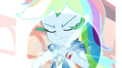 Size: 1280x718 | Tagged: safe, screencap, rainbow dash, equestria girls, equestria girls specials, g4, my little pony equestria girls: movie magic, clothes, cutie mark, cutie mark on clothes, eyes closed, female, geode of super speed, jewelry, magical geodes, necklace, solo